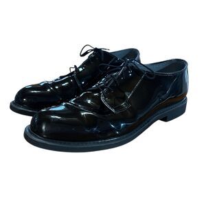 Bates Lite Men's Size 13D Shoes Black Plain Toe Uniform High Gloss Duty Oxfords